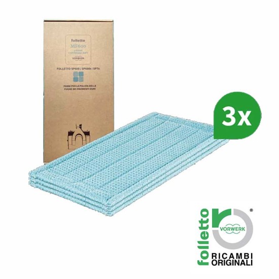 Panni fughe MF600 3 pezzi per SP600 SP7 - Originale Vorwerk - 75055 Ricambi Originali SP600