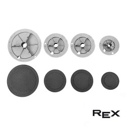 Serie 4 pezzi completa di bruciatori doppio foro e coperchi REX