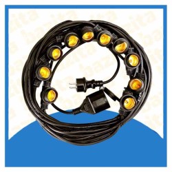 Catena Luminosa per Esterno IP44 - 11m con 10 Portalampada E27 Giuntabile