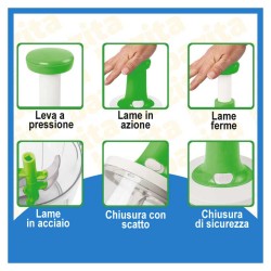 Turbo Chopper Plus- Tritatutto verticale 5 lame inox doppio bicchiere