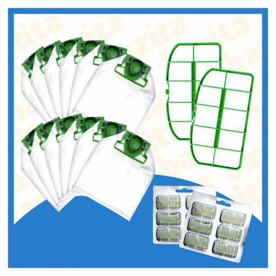 Kit Offerta Sacchetti Folletto VK200 VK220s 12 sacchetti profumatori 2filtri motore Kit Risparmio Folletto VK 200-220s
