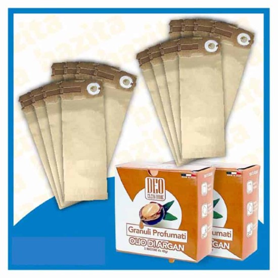 Kit Offerta Sacchetti Folletto VK120 - 121 - 122 16 sacchetti 2 confezioni di Granuli Olio di Argan Sacchetti Folletto VK 120