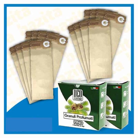Kit Offerta Sacchetti Folletto VK120 - 121 - 122 16 sacchetti 2 confezioni di Granuli Pino Sacchetti Folletto VK 120