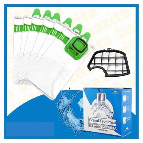 Kit Offerta Sacchetti Folletto VK140 VK150 6 sacchetti filtro Granuli Brezza Marina Kit Risparmio Folletto VK 140