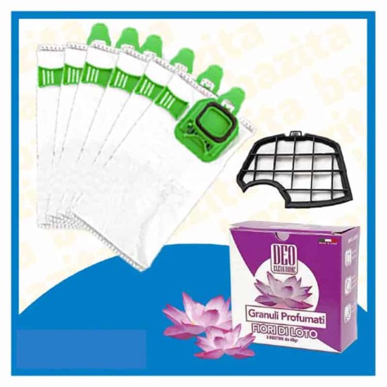 Kit Offerta Sacchetti Folletto VK140 VK150 6 sacchetti filtro Granuli Fiori Di Loto Kit Risparmio Folletto VK 140