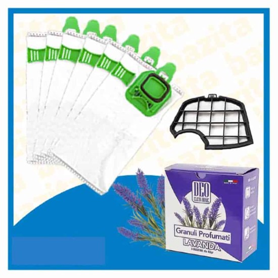 Kit Offerta Sacchetti Folletto VK140 VK150 6 sacchetti filtro Granuli Lavanda Kit Risparmio Folletto VK 140