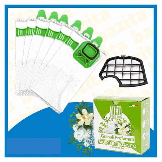Kit Offerta Sacchetti Folletto VK140 VK150 6 sacchetti filtro Granuli Muschio Bianco Kit Risparmio Folletto VK 150