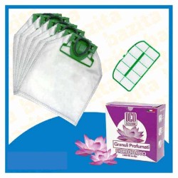 Kit Offerta Sacchetti Folletto VK200 VK220s 6 sacchetti filtro griglia Granuli Fiori di Loto