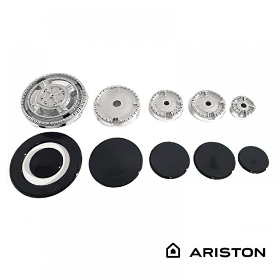 Coperchi serie 5 piattelli con tripla corona e bruciatori per Ariston Ricambi cucine a gas