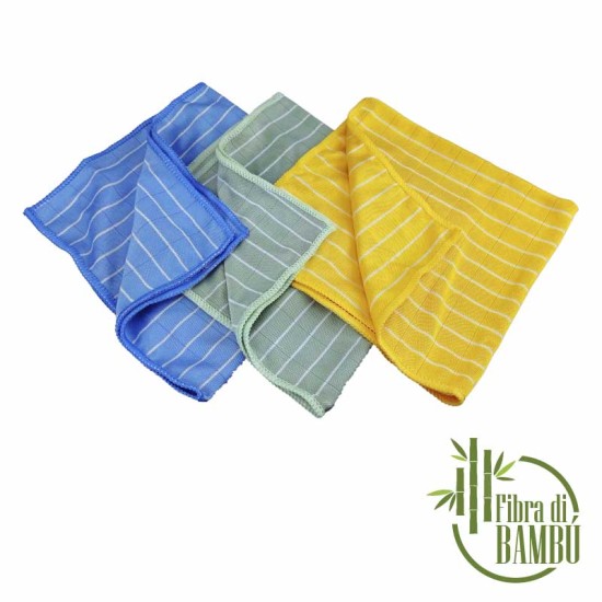 Panni in Fibra di Bambù - Lunga Durata, Senza Pelucchi, Resistenti alle Abrasioni - Confezione da 3 Pezzi Pulizia Professionale