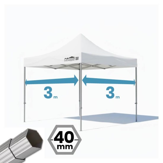 Gazebo professionale richiudibile 3x3 metri Ø 40 mm