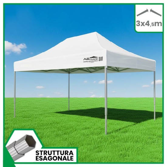 Gazebo professionale 3x4,5 richiudibile Ø 40 mm | Struttura esagonale Gazebi professionali