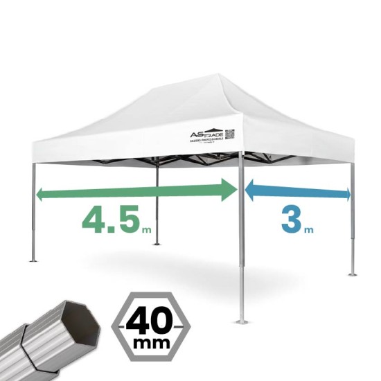 Gazebo professionale 3x4,5 richiudibile Ø 40 mm | Struttura esagonale Gazebi professionali